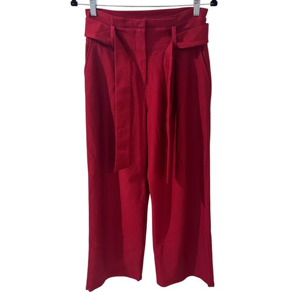 Anthroplogie Red Paperbag Wide-Leg Trousers With Pockets Office, XS (2) NWOT - Picture 2 of 11